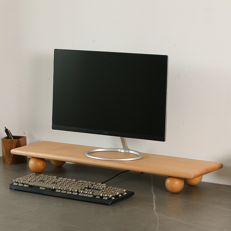 Desk Setup Natural - Natural Wood Desktop Riser Dual Monitor