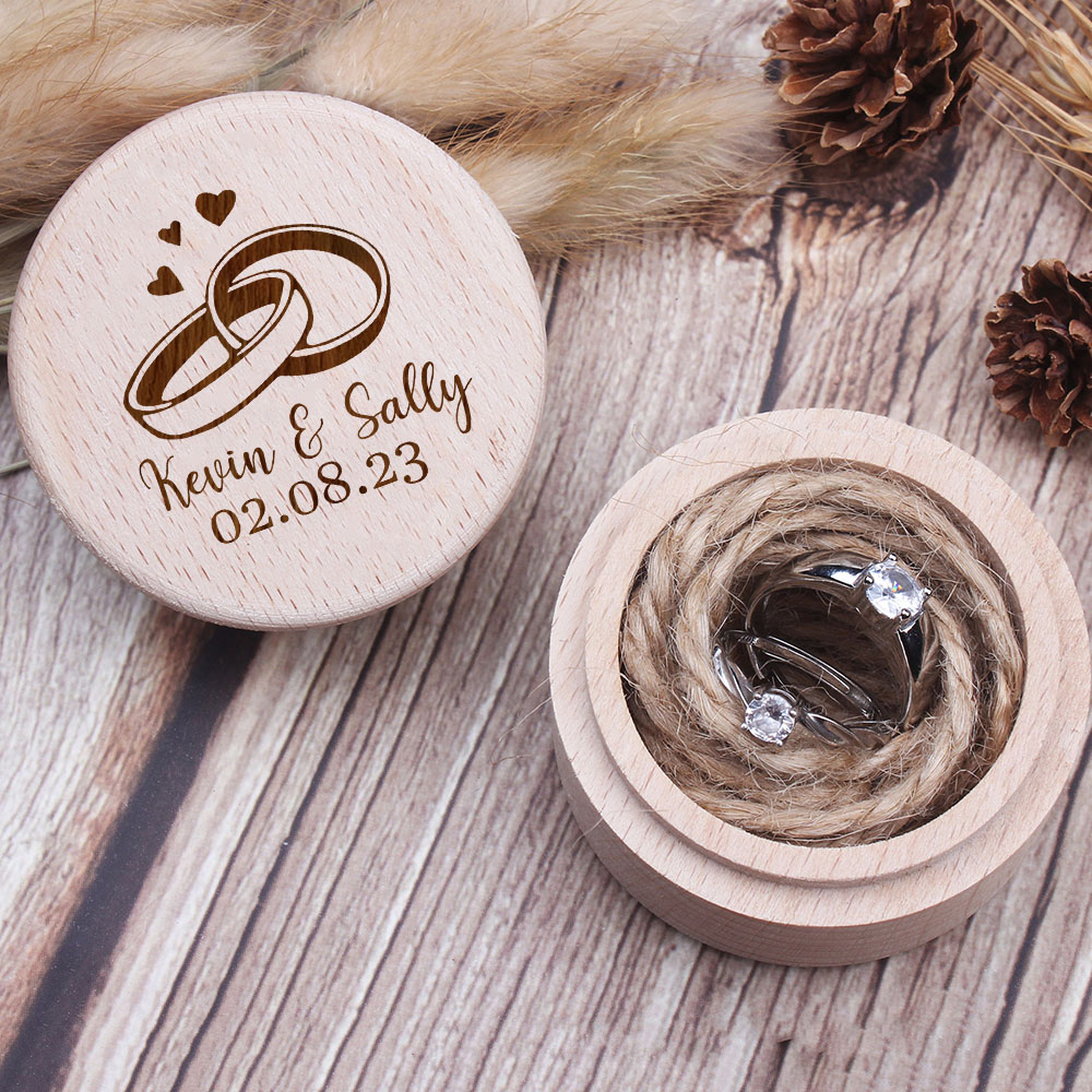 Ring Binder Box - Personalized Engraved Wooden Ring Box Anniversary