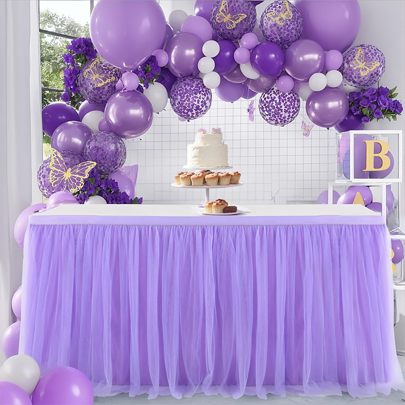 Desk Setup Girl - Purple table skirt is suitable for