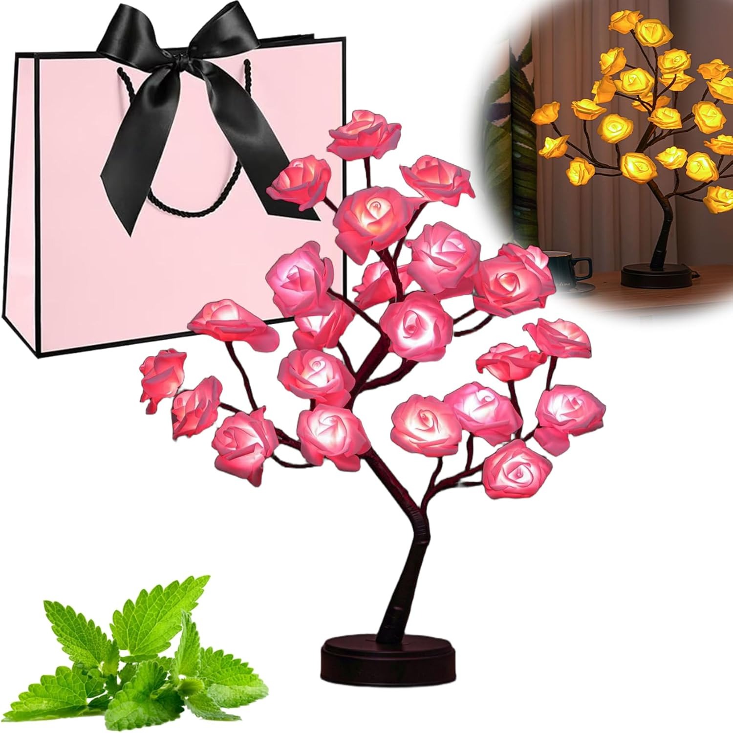 Desk Setup Girl - 24 Colors Rose Tree Lamp, Color