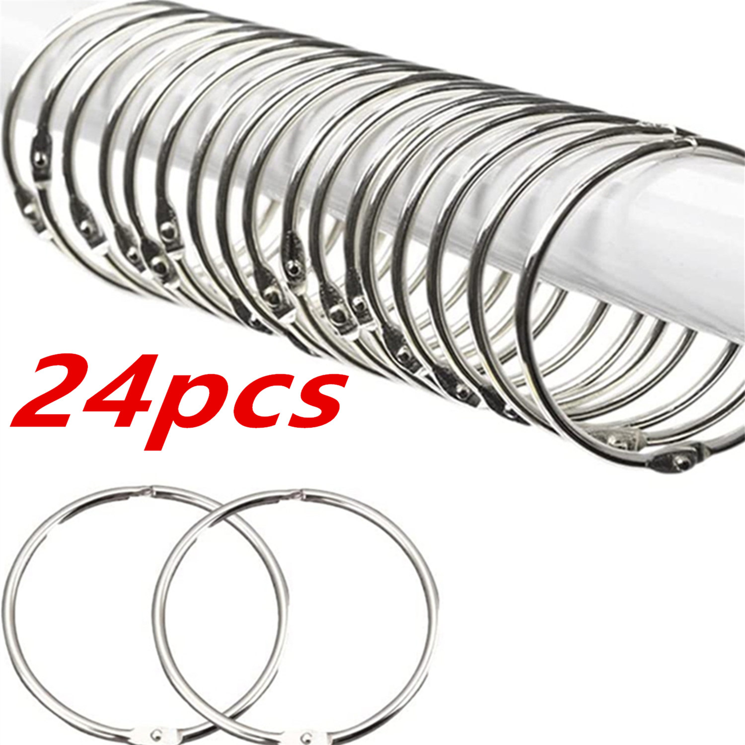 Ring Binder Box - 24 Pack Shower Curtain Rings,Rust Proof