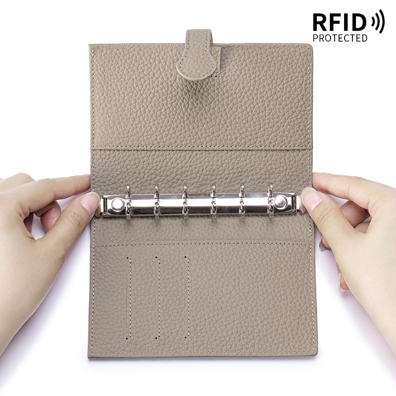 Ring Binder Box - A7 Genuine Leather Refillable Notebook, 6-Ring