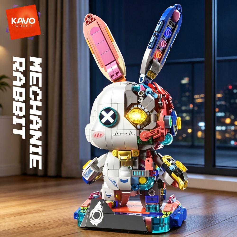 Desk Setup Diy - KAVOWORLD 1377PCS Robot Rabbit Building Blocks