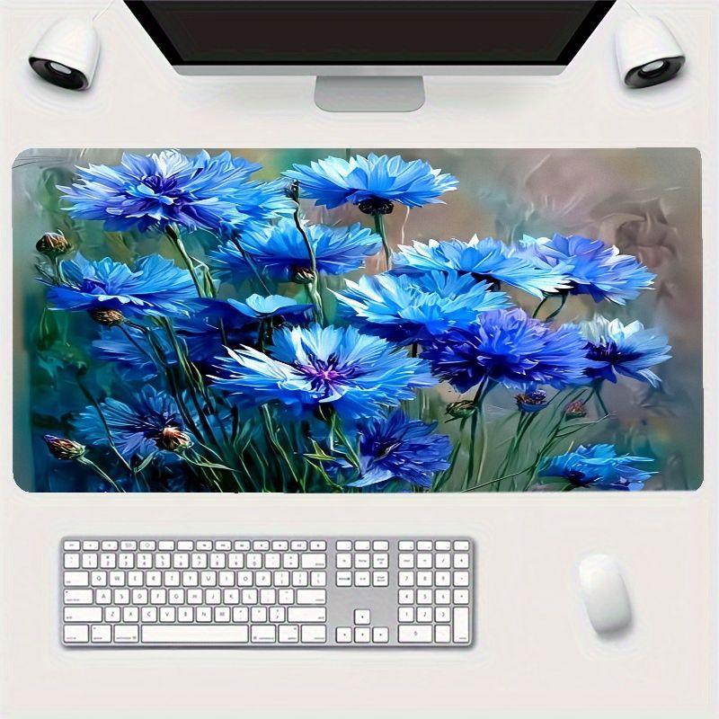 Desk Setup Natural - Brand Blue Cornflower Mouse Pad Large
