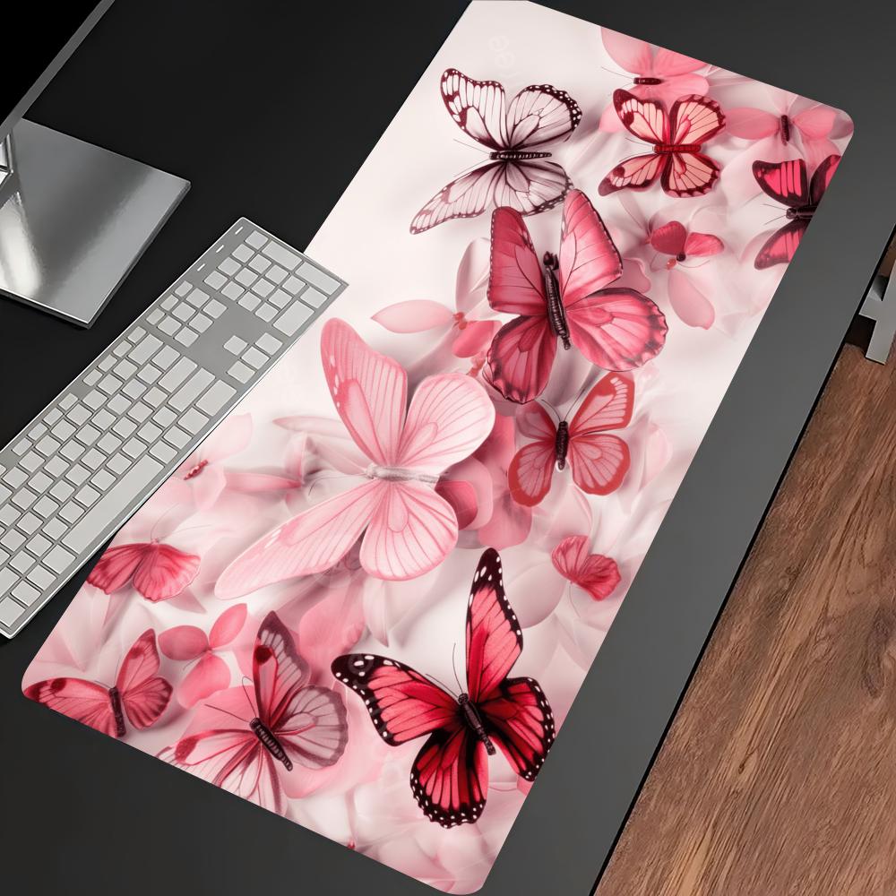 Watercolor Pink Butterfly Larg - Desk Setup Keyboard recension och pris