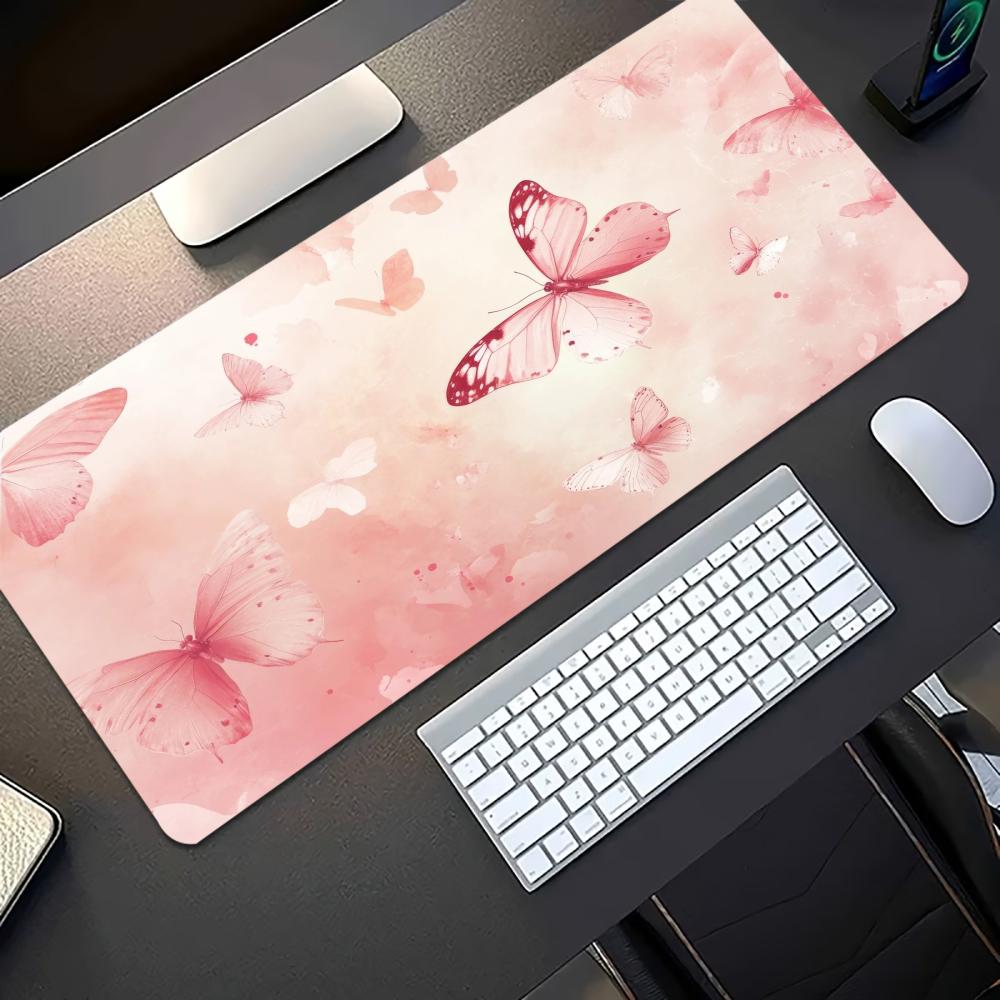 Watercolor Pink Butterfly Larg - Desk Setup Keyboard recension och pris