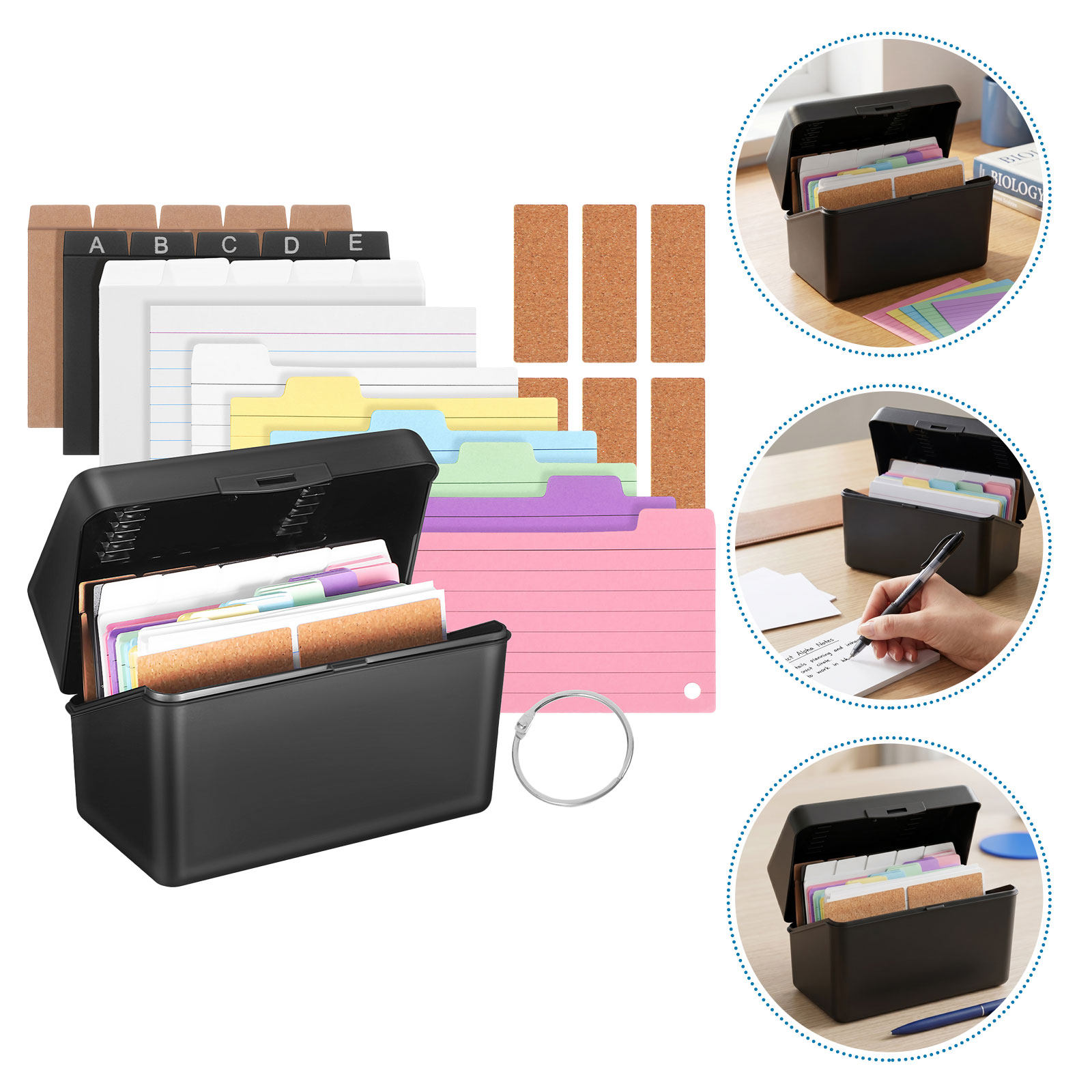 2Sets Desktop Card Storage Box - Ring Binder Box recension och pris