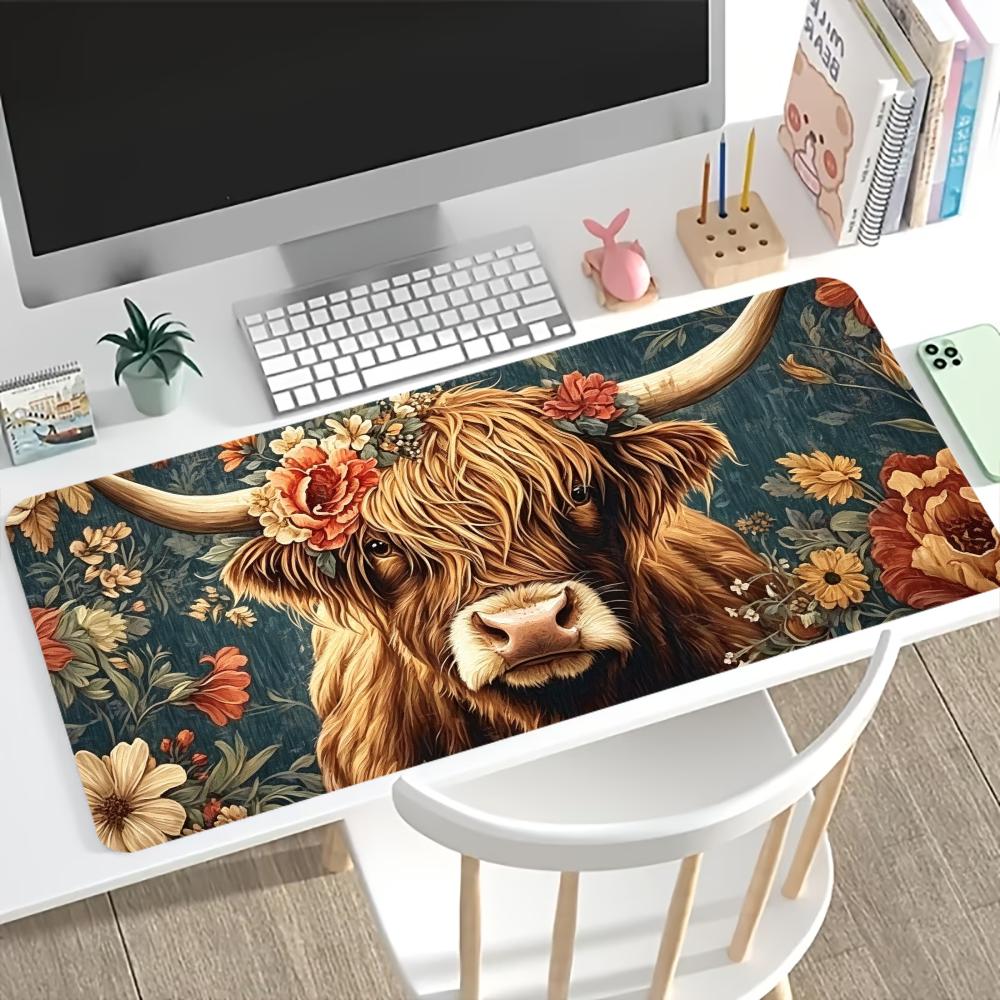 Vintage Highland Cow Floral Ga - Desk Setup Vintage recension och pris