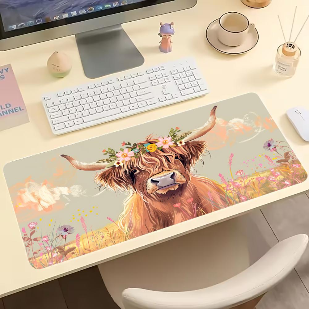 Vintage Highland Cow Floral Ga - Desk Setup Vintage recension och pris