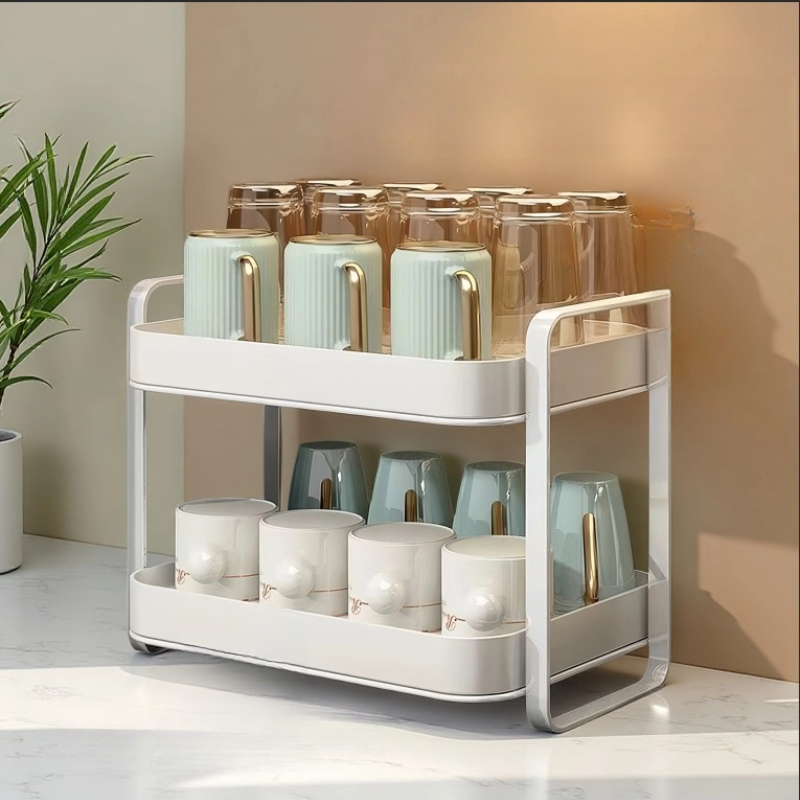 2 Tier Cup Organizer Rack Mug  - Desk Setup Shelf recension och pris
