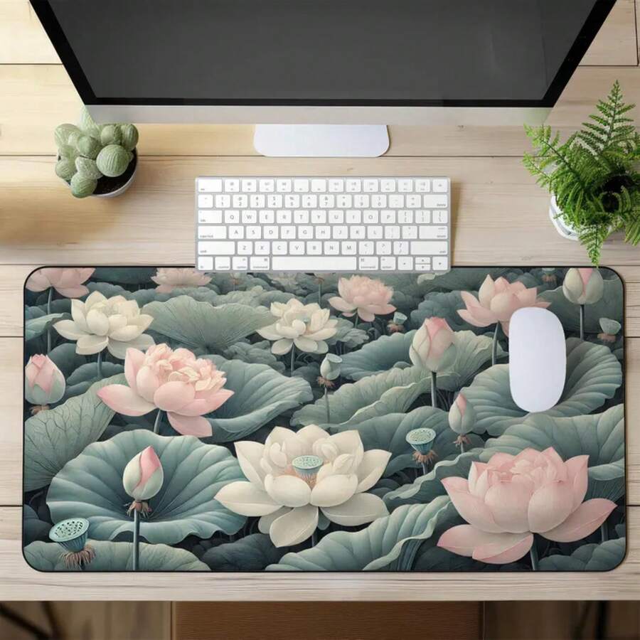 Large Lotus Flower Desk Mat No - Desk Setup Natural recension och pris