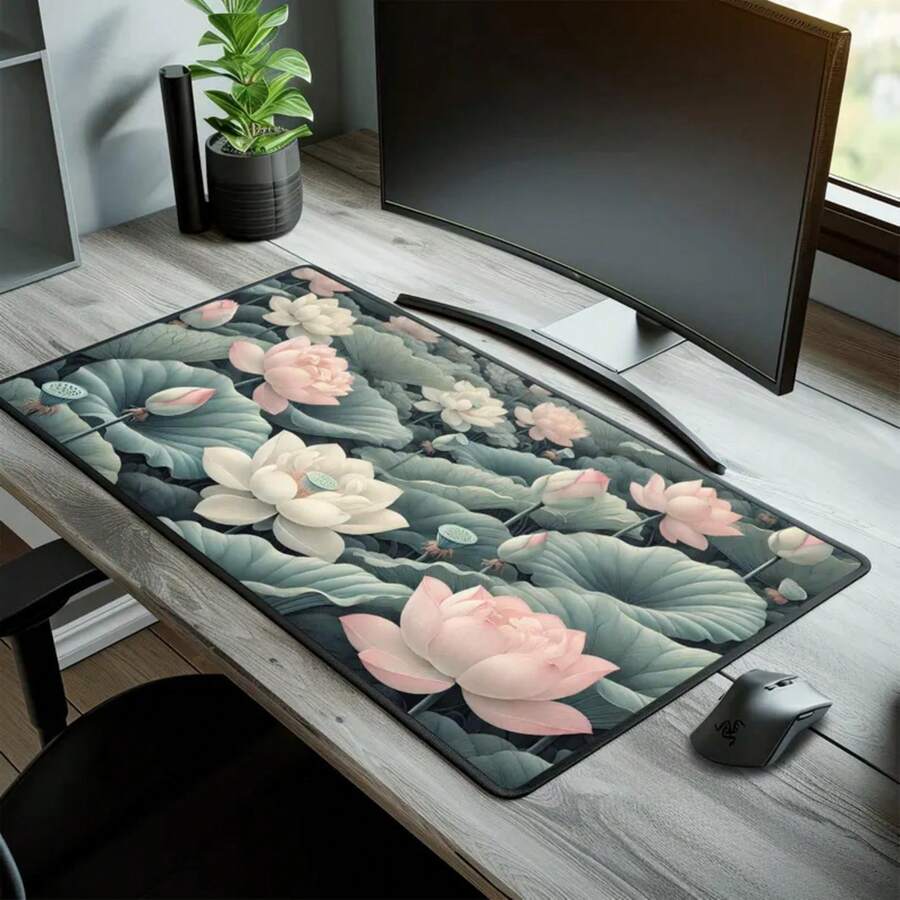 Large Lotus Flower Desk Mat No - Desk Setup Natural recension och pris