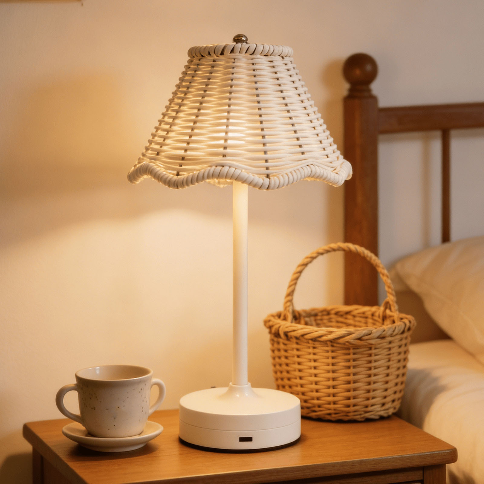 LED Vintage Rattan Table Lamp  - Desk Setup Vintage recension och pris