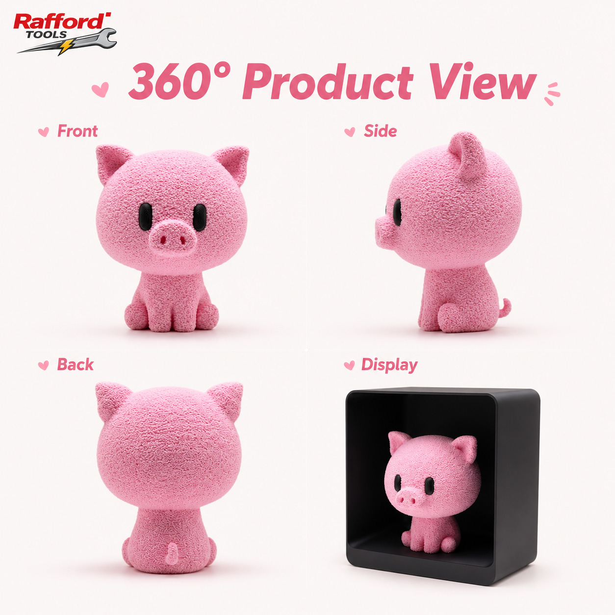 Rafford Cute Flocked Pink Pig  - Desk Setup Shelf recension och pris
