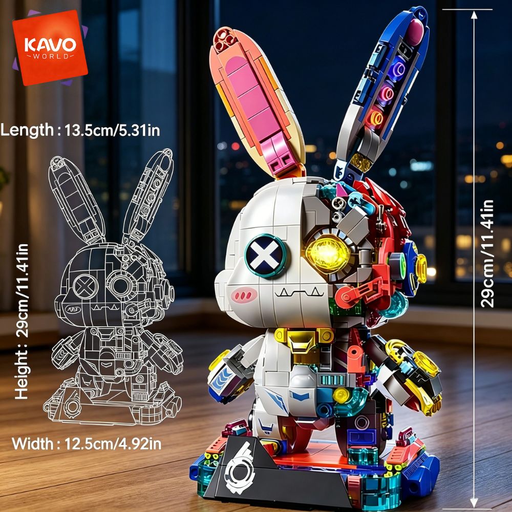 KAVOWORLD 1377PCS Robot Rabbit - Desk Setup Diy recension och pris