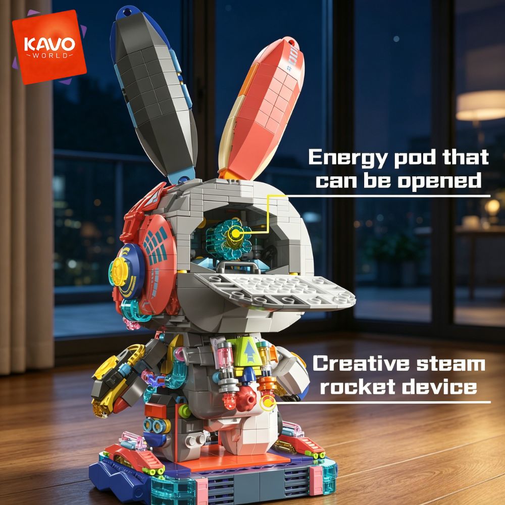 KAVOWORLD 1377PCS Robot Rabbit - Desk Setup Diy recension och pris