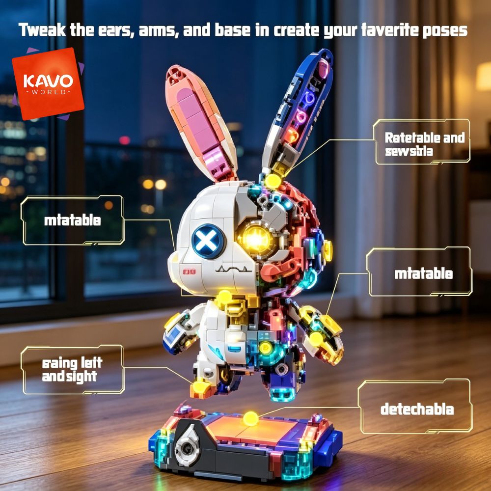 KAVOWORLD 1377PCS Robot Rabbit - Desk Setup Diy recension och pris