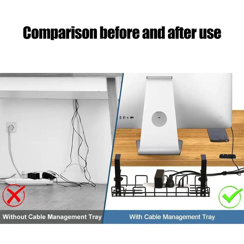 Cable Management Box Under Des - Desk Setup Shelf recension och pris