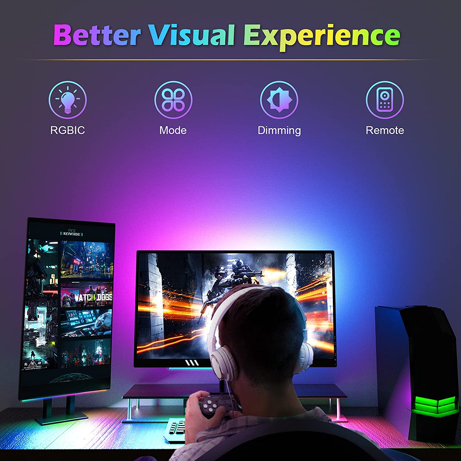 Under Monitor Light Bar RGB Dr - Desk Setup Diy recension och pris